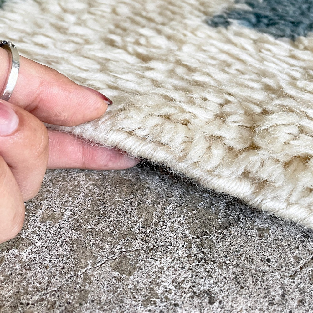 ザ・コンランショップ THE CONRAN SHOP イキガイ IKIGAI ウール ラグ WOOL RUG ブルー グリーン BLUE GREEN 50×70 モダンデザイン ■