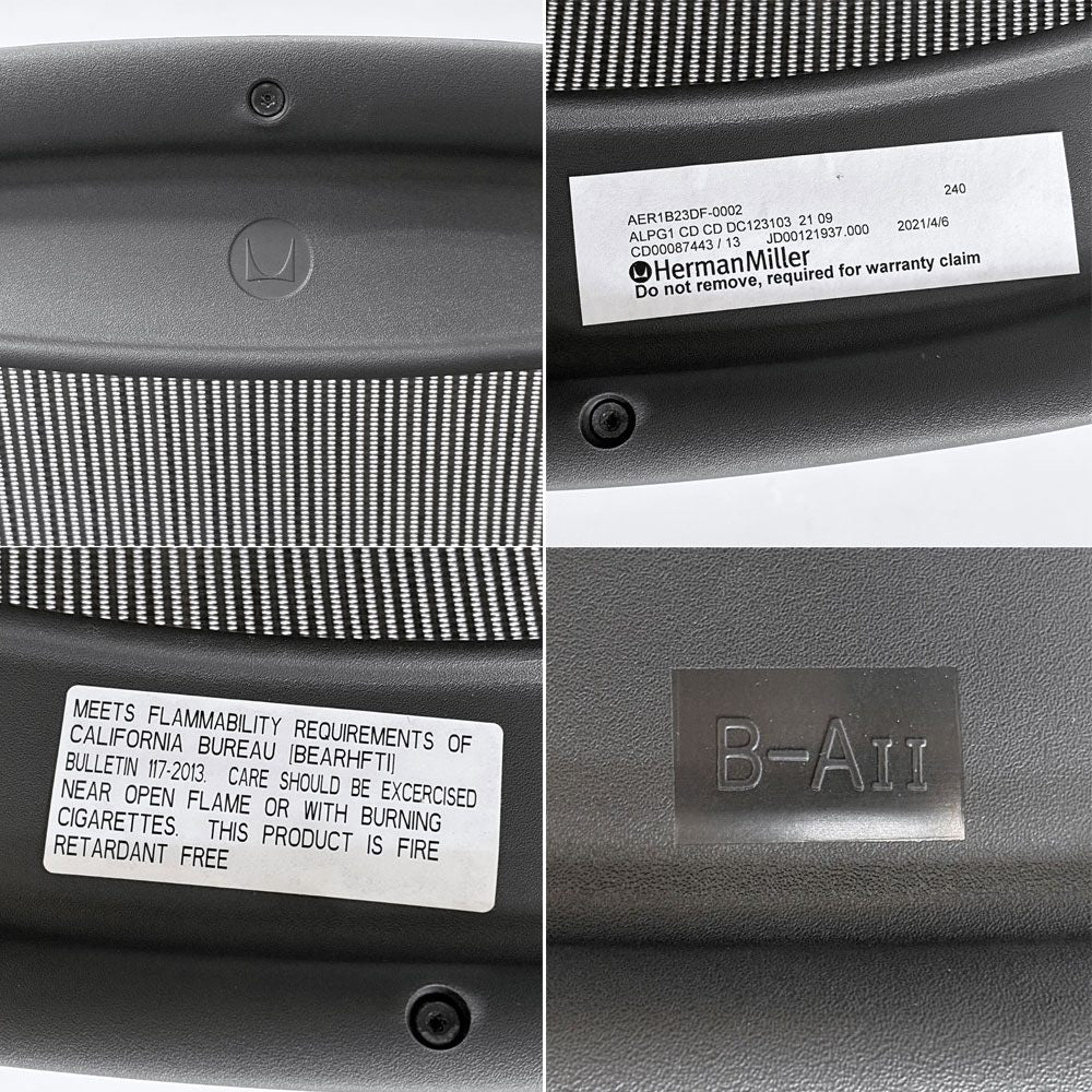ハーマンミラー Herman Miller アーロンチェア リマスタード フル装備 Bサイズ ポリッシュドアルミニウムベース ポスチャーフィット ビル・スタンフ ＆ ドン・チャドウィック ●