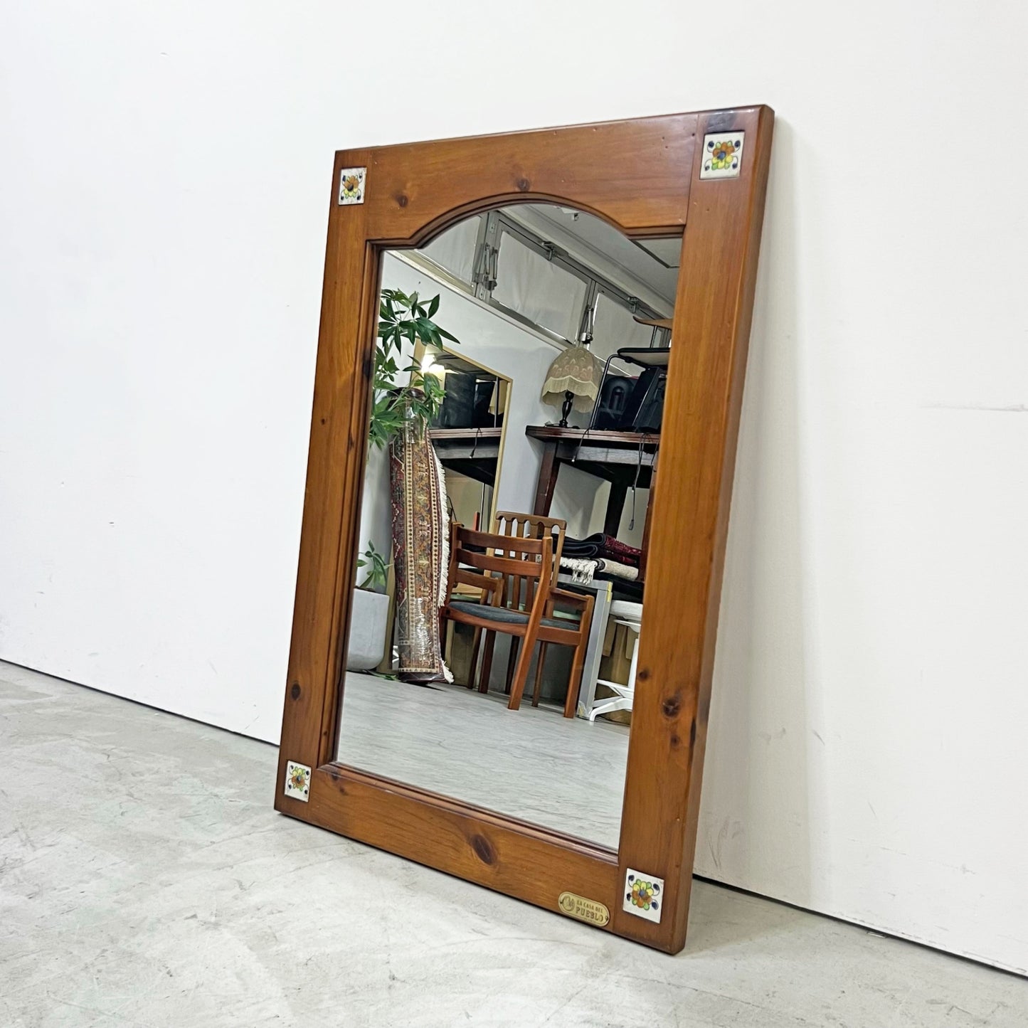 アクタス ACTUS バレンシア ウォールミラー パイン材 タイル カントリー スペイン製 W65.5×H97cm ●
