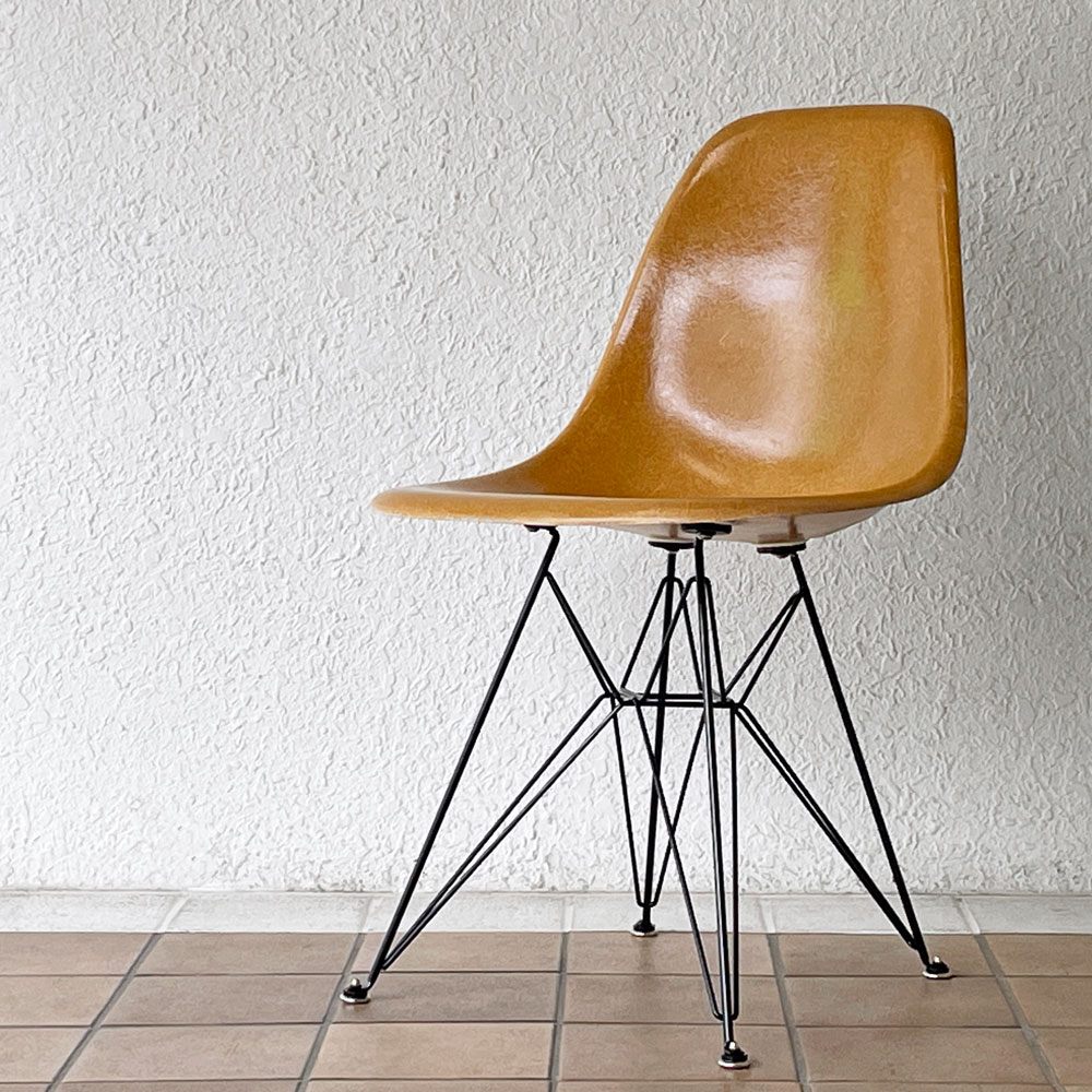 ハーマンミラー Herman Miller サイドシェルチェア 2nd 希少 オークルダーク エッフェルベース リプロダクト脚 イームズ ビンテージ ミッドセンチュリー ◇