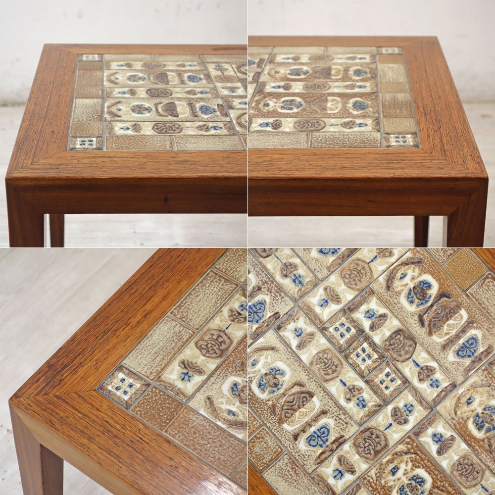 ハスレヴ Haslev Moblefabrik × ロイヤルコペンハーゲン Royal Copenhagen バッカ Baca タイルトップ コーヒーテーブル ローズウッド材 北欧ビンテージ ●