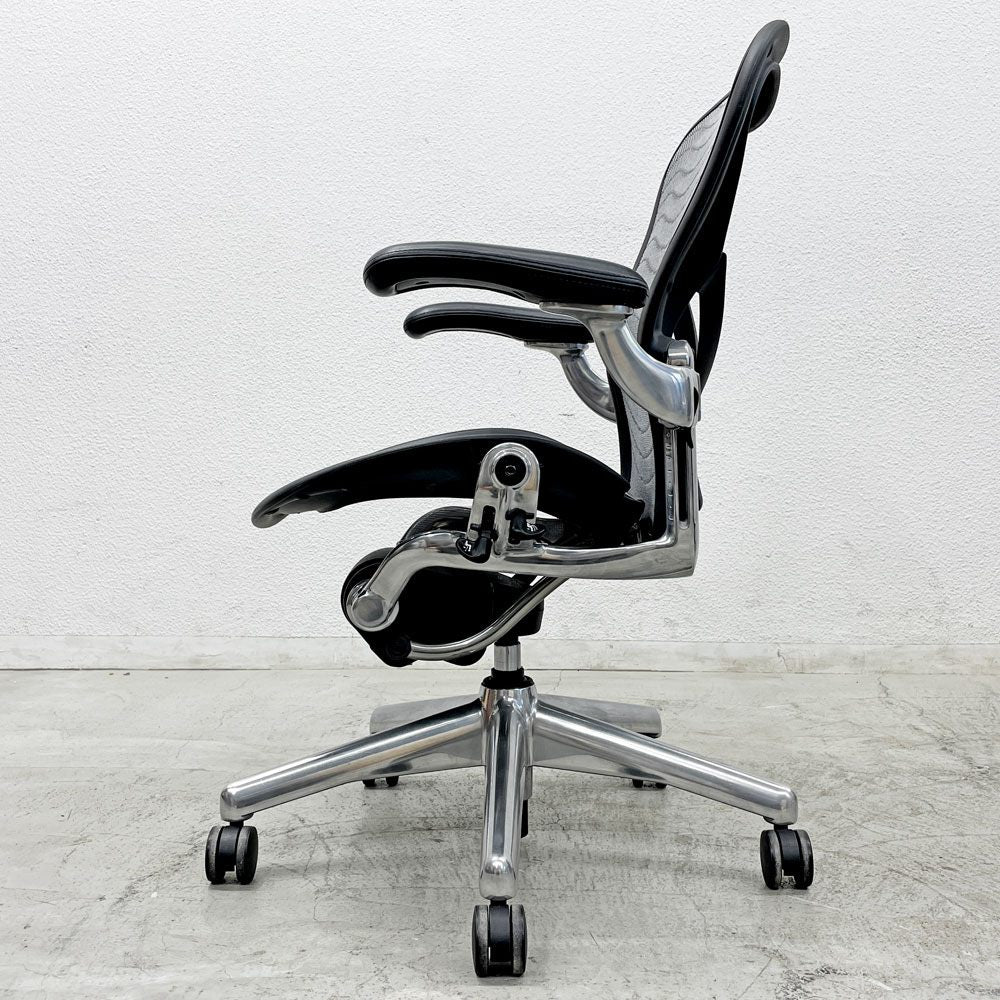 ハーマンミラー Herman Miller アーロンチェア デスクチェア Bサイズ ポスチャーフィット ウェイブ ポリッシュドアルミベース ビル・スタンフ ＆ ドン・チャドウィック 〓