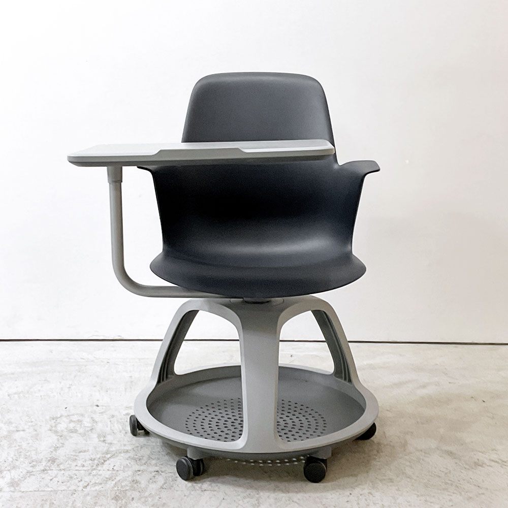 スチールケース Steelcase ノード node ミーティングチェア オフィスチェア ネイビー 可動式サイドテーブル＆キャスター付 ●