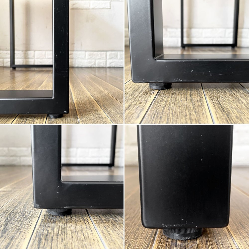 かなでもの KANADEMONO ザ・テーブル THE TABLE Black Steel Rectangle コンパクトデスク W100cm ラバーウッド ナチュラル 配線スリット付 定価￥42,000- ◎