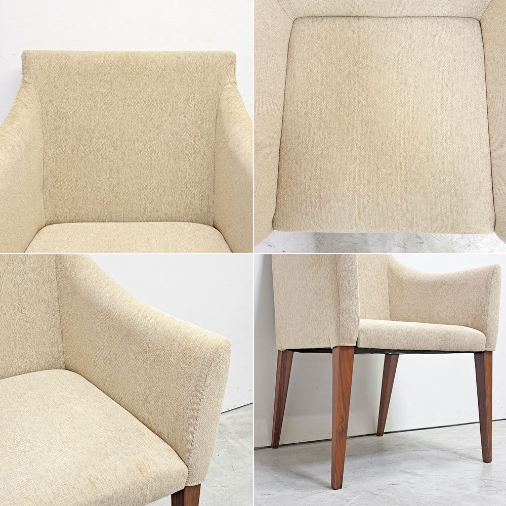 アクタス ACTUS ファイン2 FINE2 ダイニングチェア アームチェア ウォールナット材 ファブリックシート ホワイトベージュ系 張り座 ナチュラルモダン 廃番 A ●