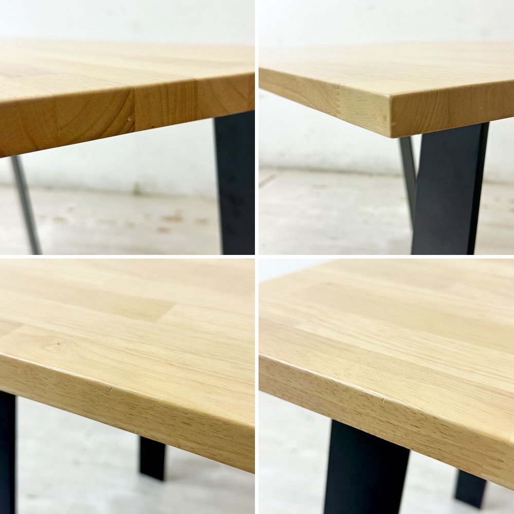 かなでもの KANADEMONO ザ・テーブル THE TABLE ダイニングテーブル デスク ラバーウッド無垢集成材 スチール W100cm ナチュラル インダストリアル ●