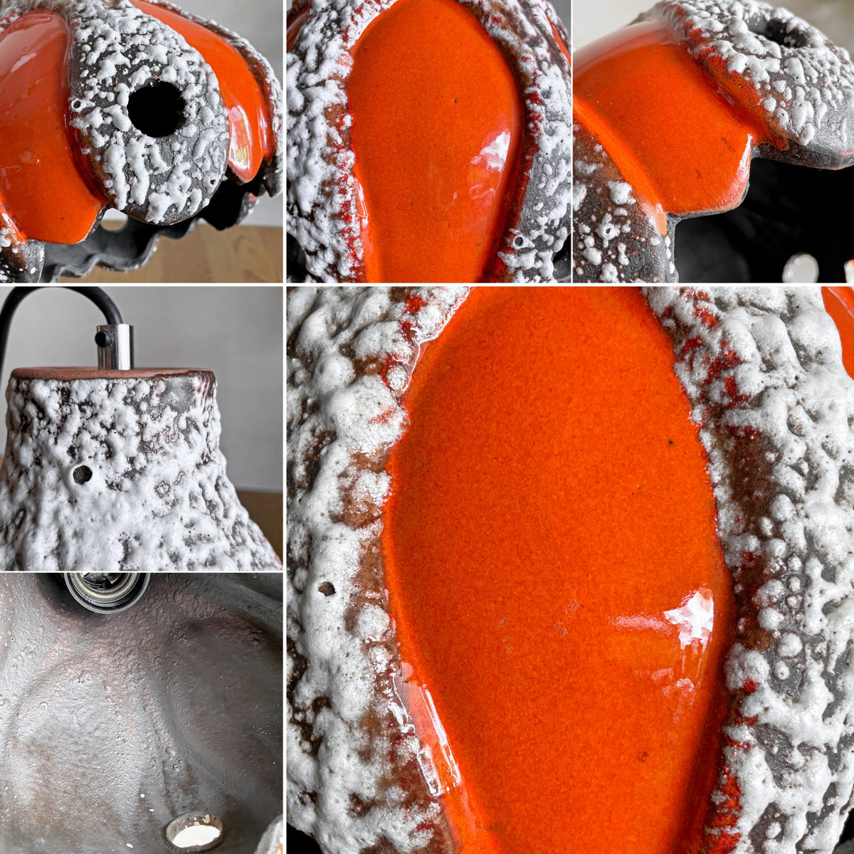 ファットラヴァ Fat lava ペンダントランプ ペンダントライト 陶製シェード セラミック 照明 Φ19cm 西ドイツ ビンテージ 希少 ■