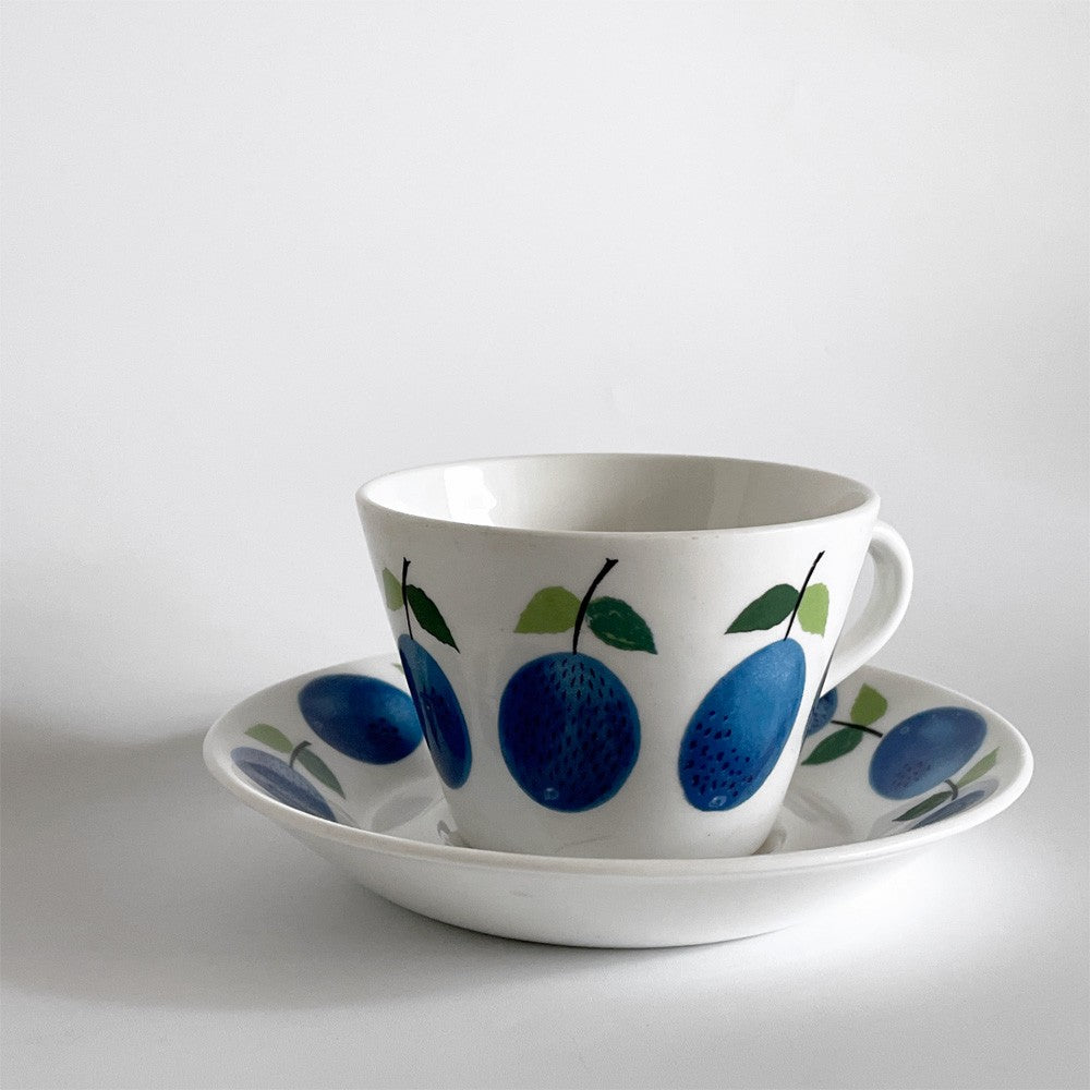 グスタフスベリ GUSTAVSBERG プルーヌス Prunus コーヒーカップ＆ソーサー Φ8cm スティグ・リンドベリ Stig Lindberg 北欧食器 ビンテージ ■
