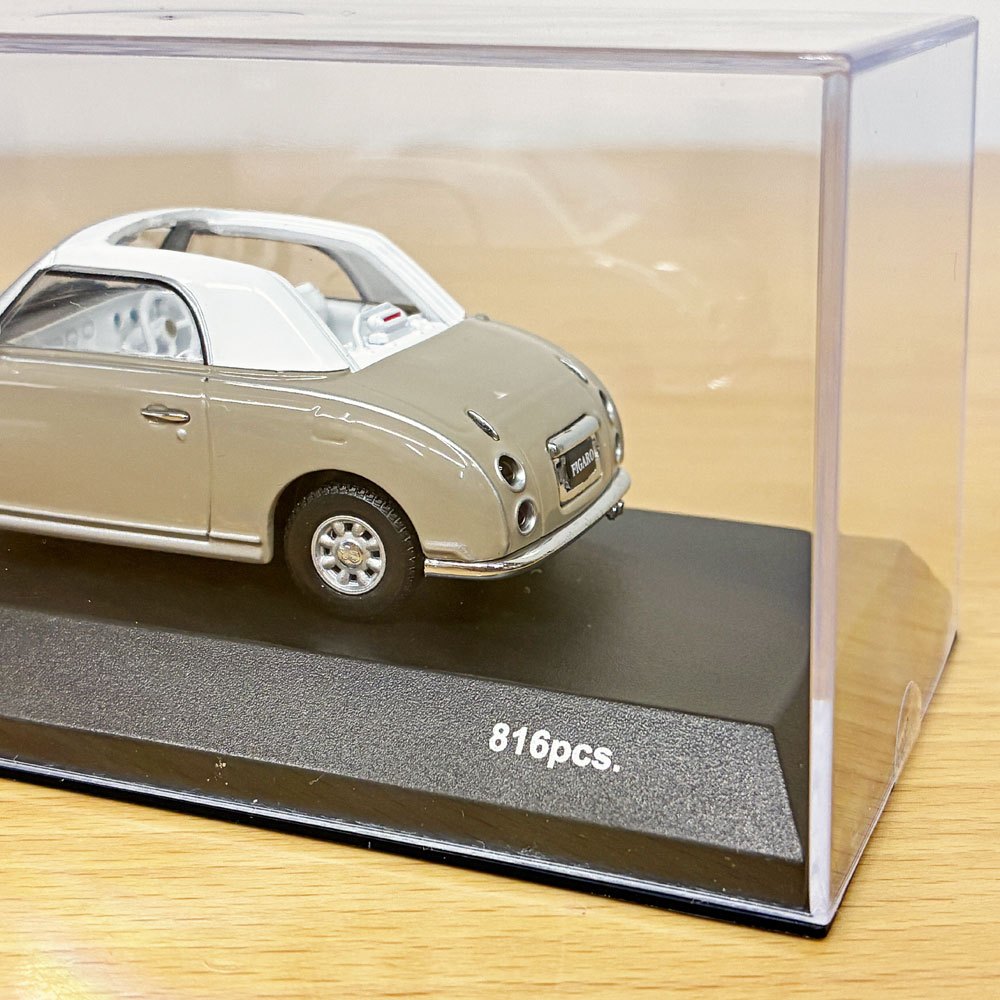京商 1/43 日産 NISSAN フィガロ FIGARO ミニカー モデルカー オープントップ ベージュ Topaz Mist コレクションケース付 ◎