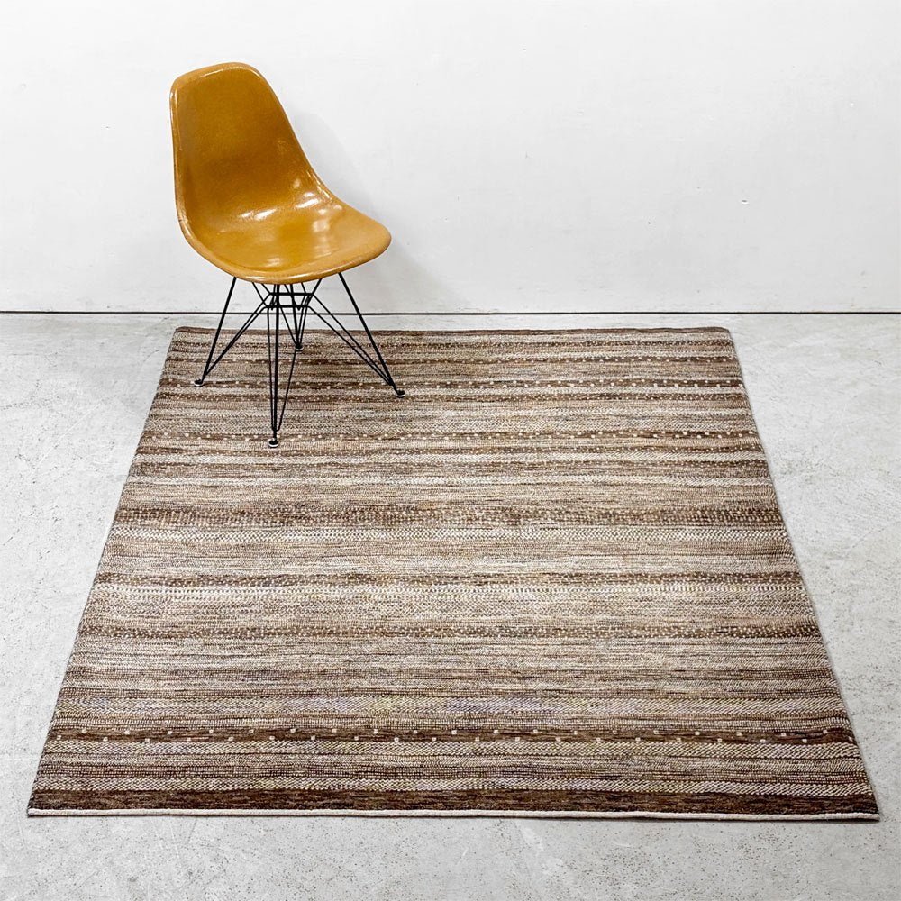 ゾランヴァリ ZOLLANVARI ペルシャ ギャッベ ラグ カーペット ボーダー柄 ブラウン系 205x158cm ●