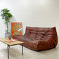 リーンロゼ ligne roset トーゴ TOGO 3Pソファ 3人掛けソファ 本革 ブラウン ミッシェル・デュカロワ Michel Ducaroy ●
