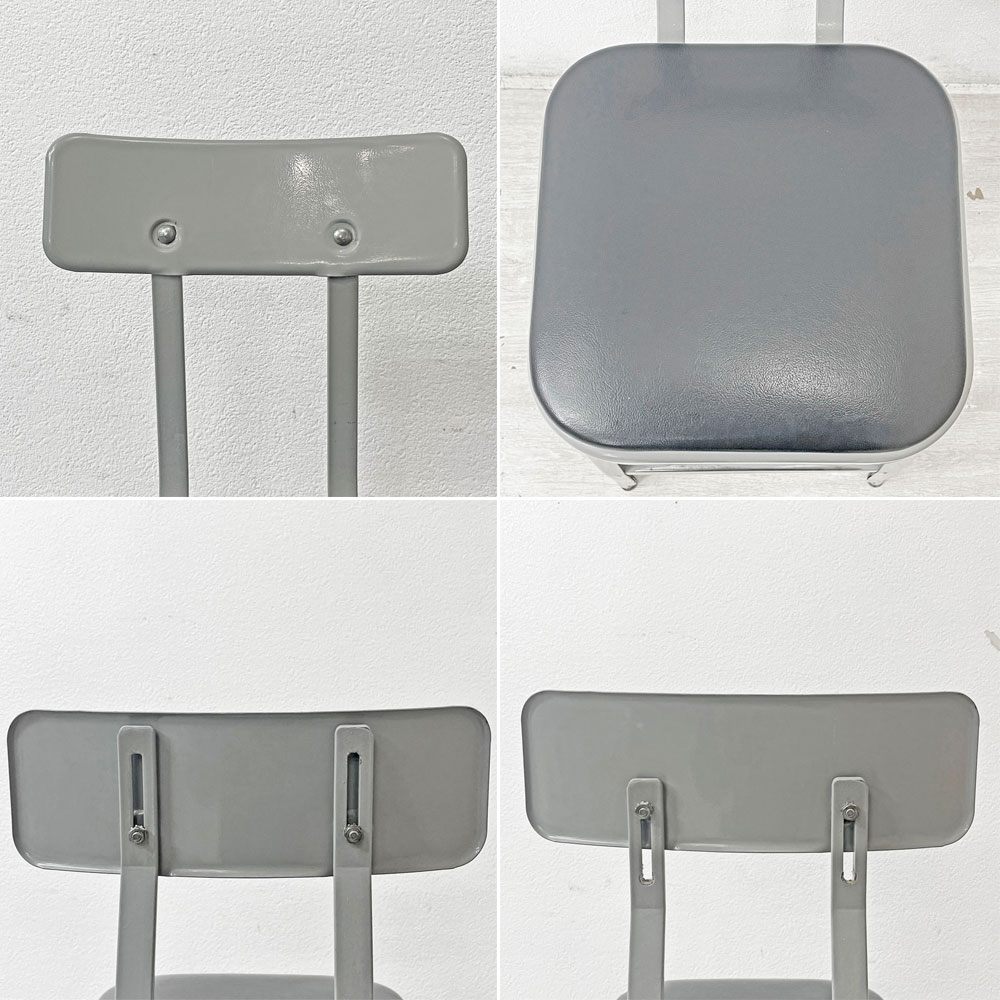 リオン LYON ファクトリー チェア FACTORY CHAIR カウンターチェア グレー バックレスト クッション PVCレザー 座面高69cm パシフィックファニチャーサービス P.F.S取り扱い C ●