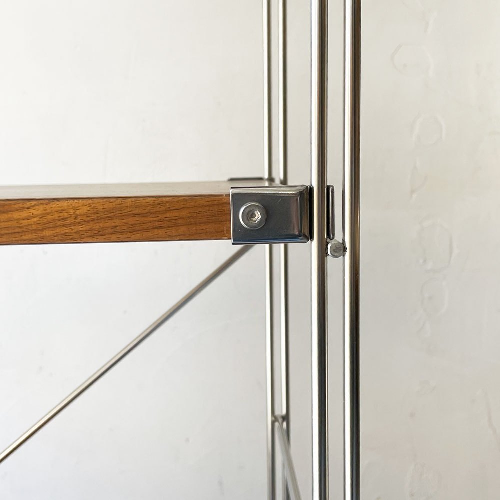 無印良品 MUJI ステンレスユニットシェルフ ウォールナット材 中 W58 × H120cm 1列4段 本棚 飾り棚 収納棚 定価29,900円 ★