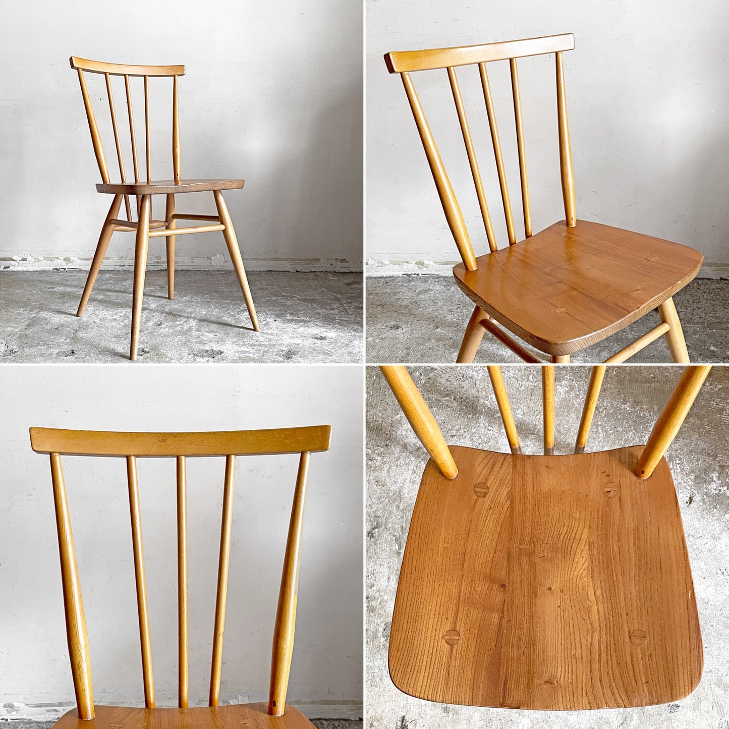 アーコール Ercol スティックバックチェア スピンドルチェア エルム材 UKビンテージ Vintage 英国家具 B ■