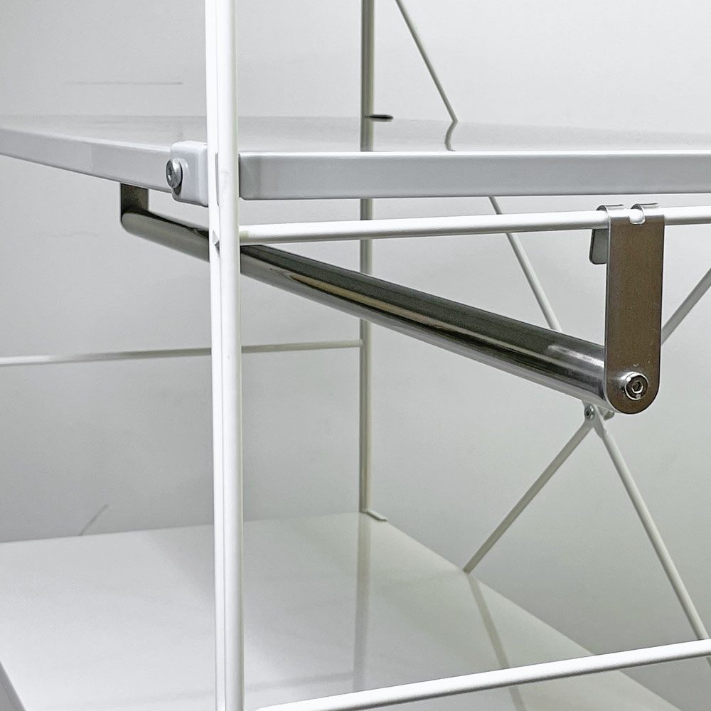 無印良品 MUJI スチールユニットシェルフ ワイド W86×H175cm 7段 スチール棚板 化粧板棚板 ホワイト×ナチュラル ワードローブバー付き ●