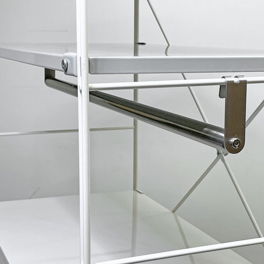 無印良品 MUJI スチールユニットシェルフ ワイド W86×H175cm 7段 スチール棚板 化粧板棚板 ホワイト×ナチュラル ワードローブバー付き ●