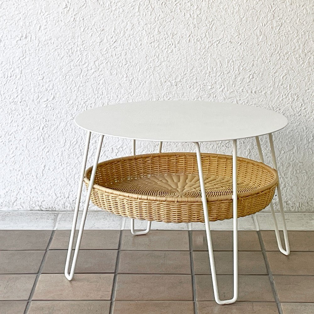 イデー IDEE ワラビー ローテーブル WALLABY LOW TABLE ラウンド スチール ラタン ナチュラルモダン ◇