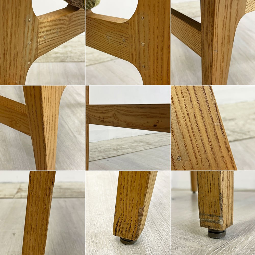 ナチュラルモダンデザイン natural modern ダイニングチェア アームレス アッシュ材 ファブリック グリーン系 北欧スタイル B ●