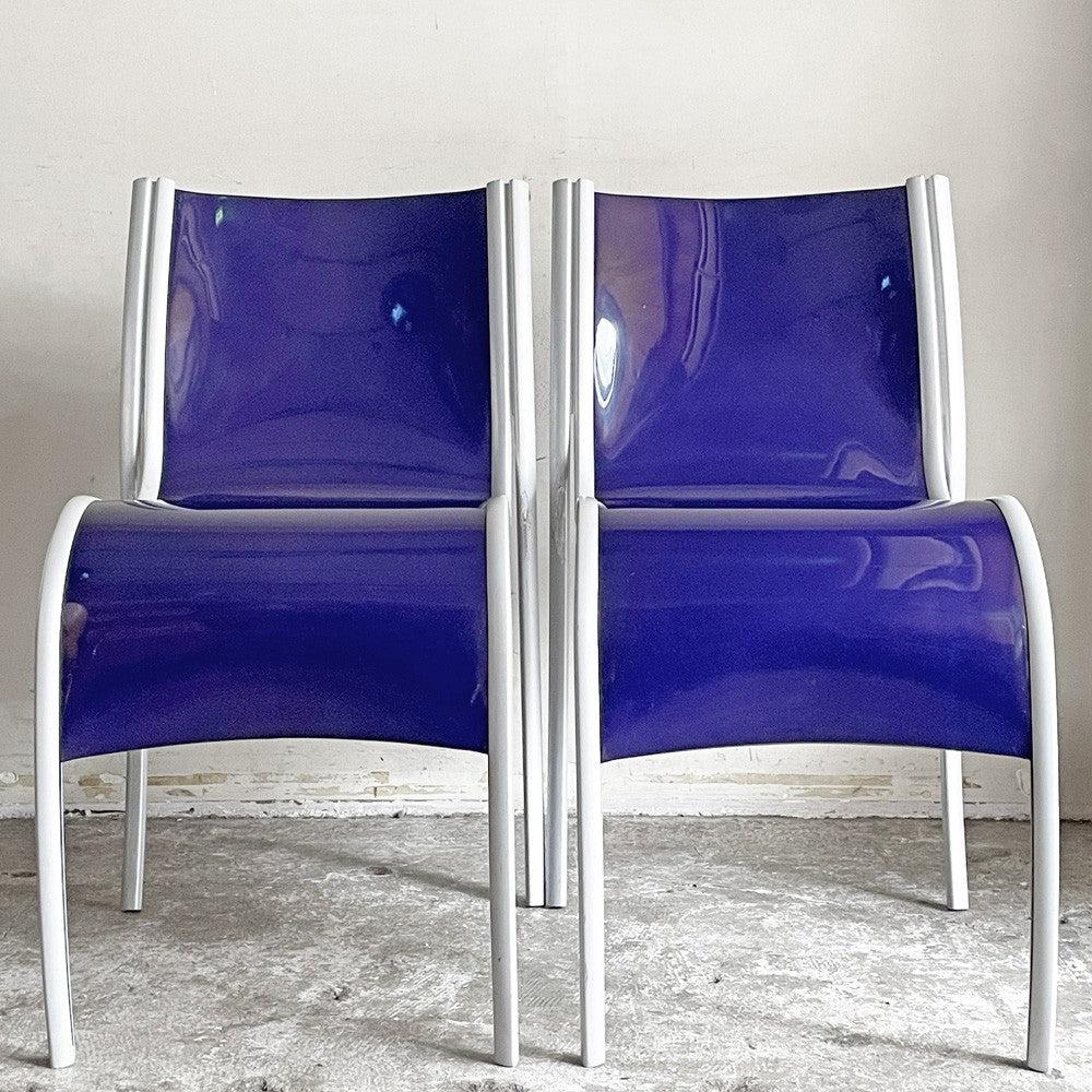 カルテル Kartell FPE chair スタッキングチェア ダイニングチェア 2脚セット アルミ ポリプロピレン ブルー ロンアラッド イタリアモダン 廃番 A ■