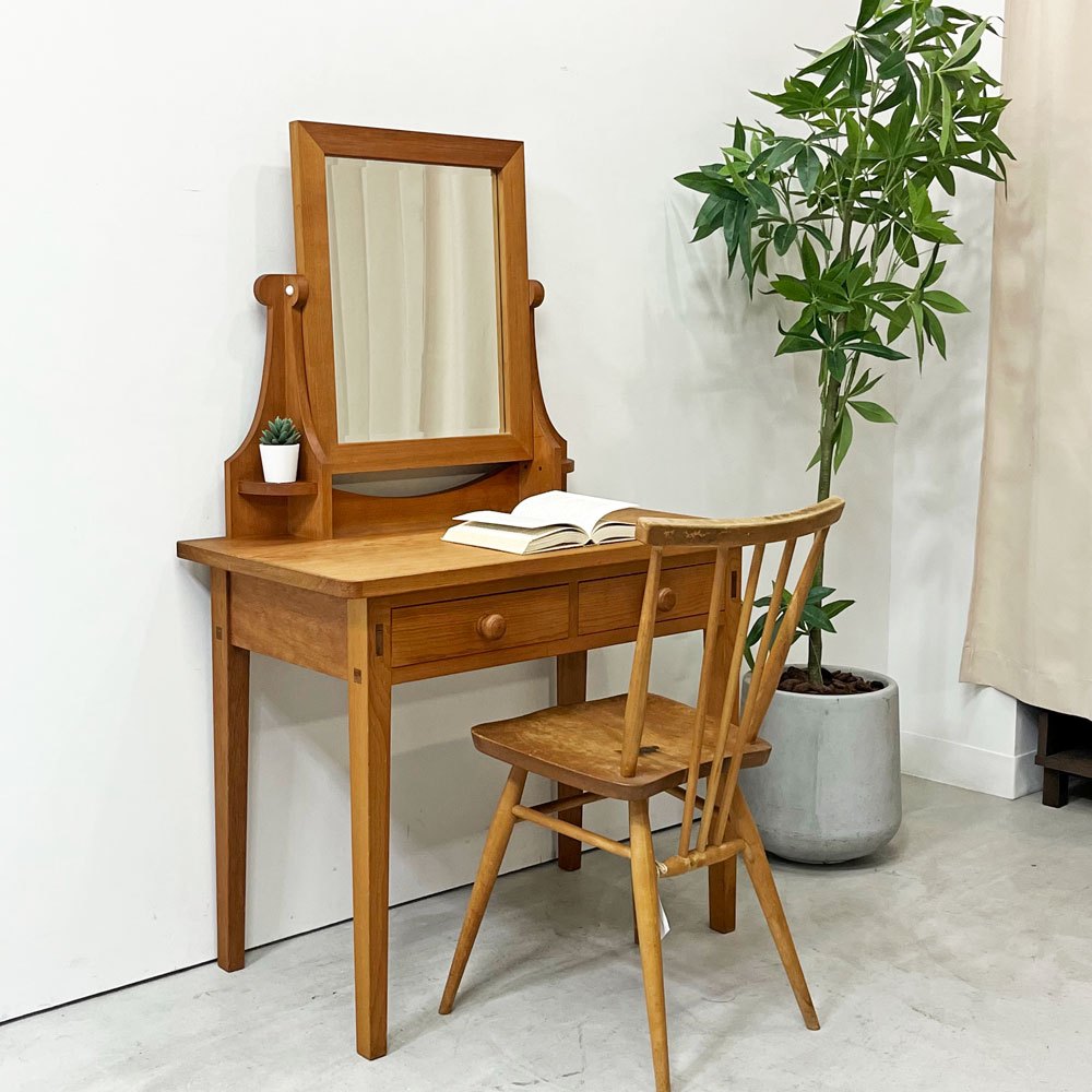 カキ キャビネット メーカー KAKI CABINET MAKER ミラーテーブル Mirror Table ドレッサー 鏡台  抽斗2杯  紅松無垢材 参考定価 ￥187,000- ●