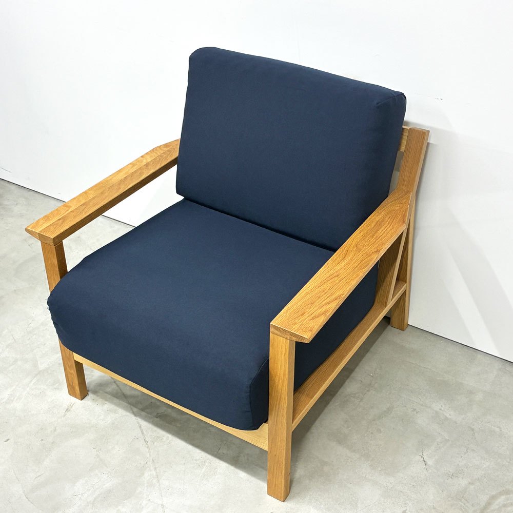 無印良品 MUJI ソファ本体木製フレーム 1シーター 1Pソファ ウレタン ポケットコイル ネイビー 参考定価￥44,900- ◎