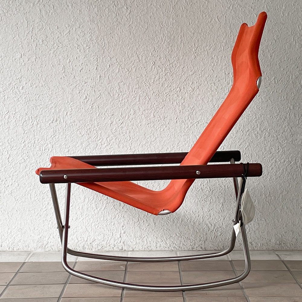 藤栄 FUJIEI ニーチェア エックス Ny chair X rocking フォールディングチェア ロッキング ダークブラウン×レンガ 新居猛 MoMA ◇