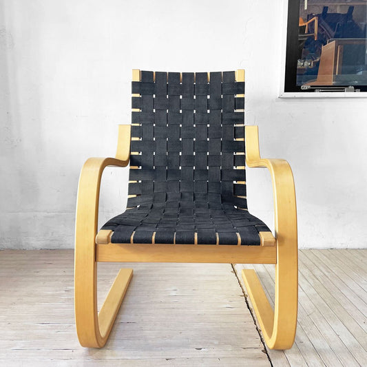 アルテック Artek アームチェア406 Armchair 406 ラウンジチェア イージーチェア アルヴァ・アアルト Alvar Aalto バーチ材 カンチレバー ウェービングテープ ブラック 定価¥256,300- ★