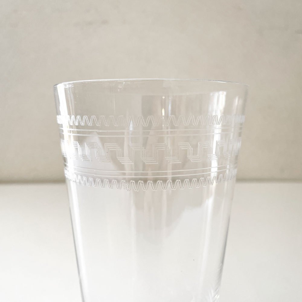 オールドバカラ Baccarat グレック Grecque ゴブレット タンブラーグラス H14cm エッチング ギリシャ模様 クリスタルガラス フランスビンテージ A ◎