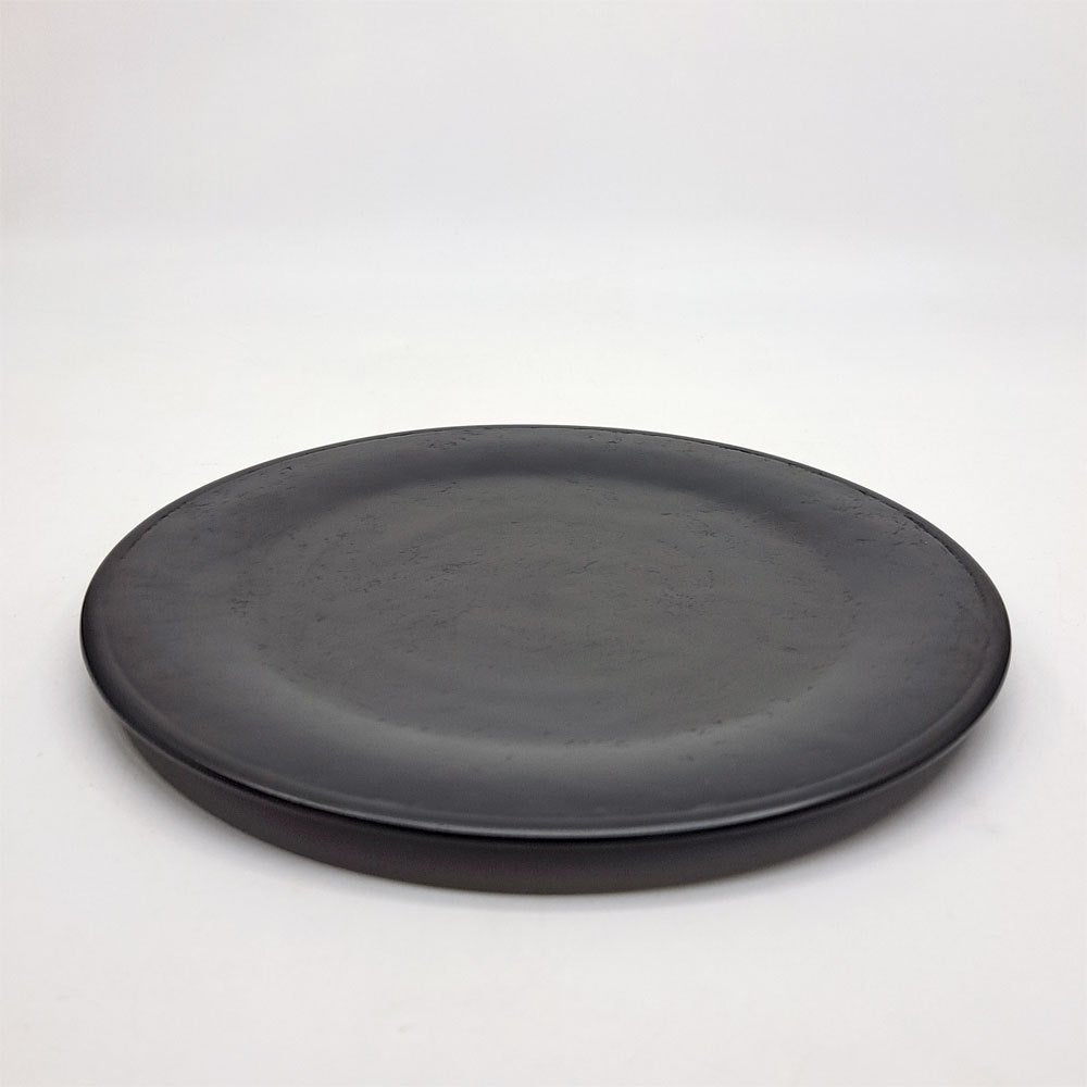 杉田明彦 リム皿 小 木製プレート Φ22cm 欅 漆器 黒 現代作家 A ●
