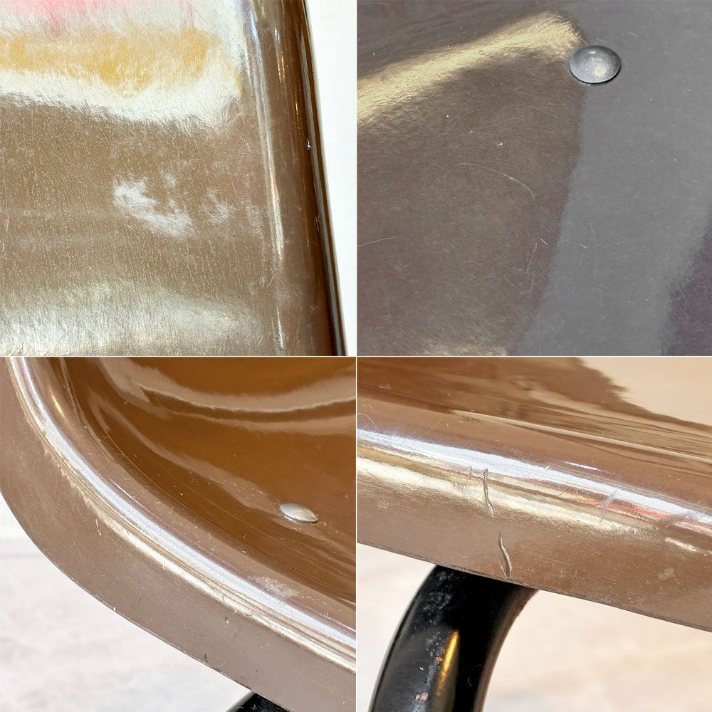 コトブキ KOTOBUKI スタッキングチェア FRP製 シェルチェア スチール脚 ブラウン 剣持勇デザイン ビンテージ ジャパニーズミッドセンチュリー A ★
