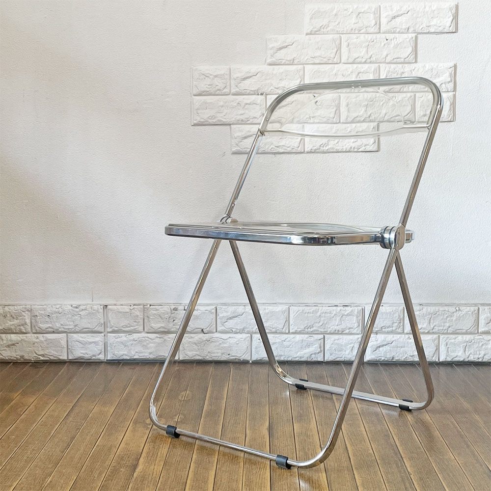 アノニマカステッリ ANONIMA CASTELLI プリアチェア PLIA チェア クリア クロームフレーム ジャンカルロ・ピレッティ イタリア 現状品 ◎