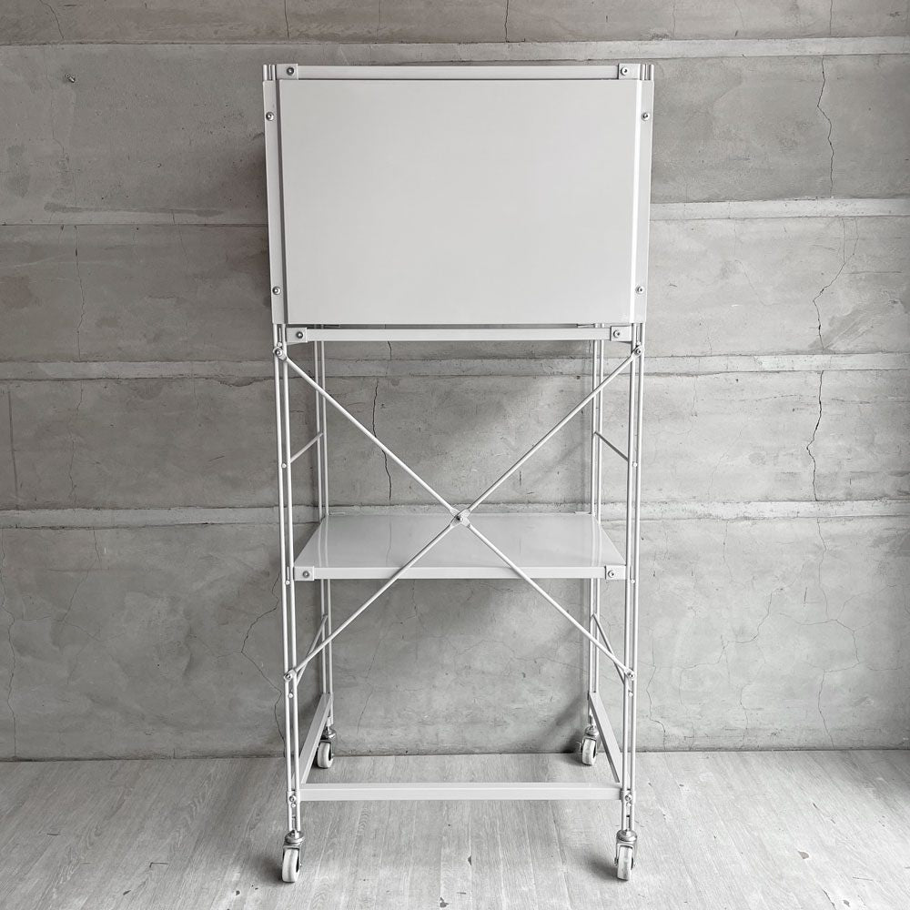 無印良品 MUJI スチールユニットシェルフ 2段 ホワイト バックパネル付き 飾り棚 収納棚 本棚 W58cm 参考定価￥13,530- ♪