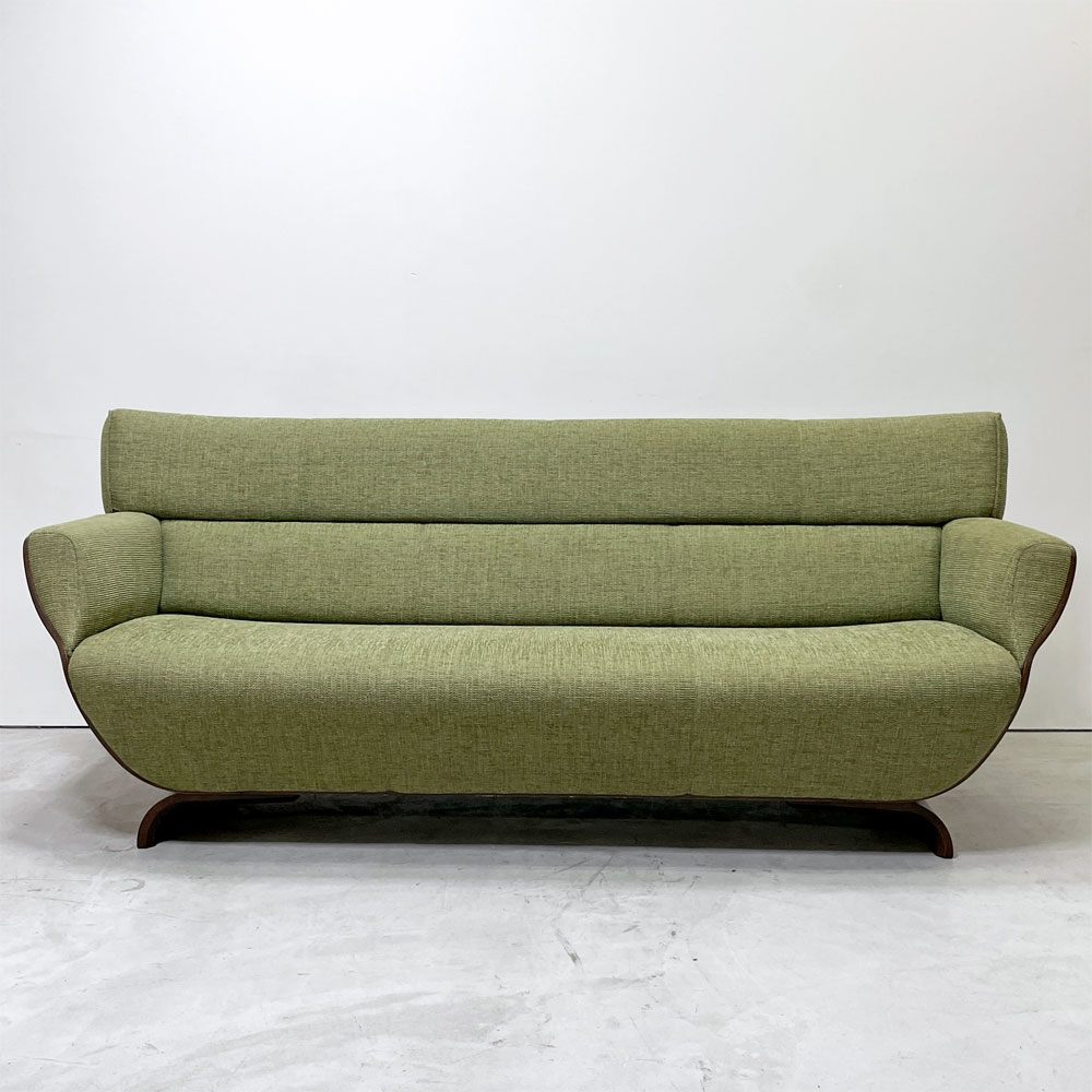 冨士ファニチア FUJI FURNITURE タピオTapio 3シーターソファ オーク材×ファブリック ライトグリーン系 ナチュラルモダン ●