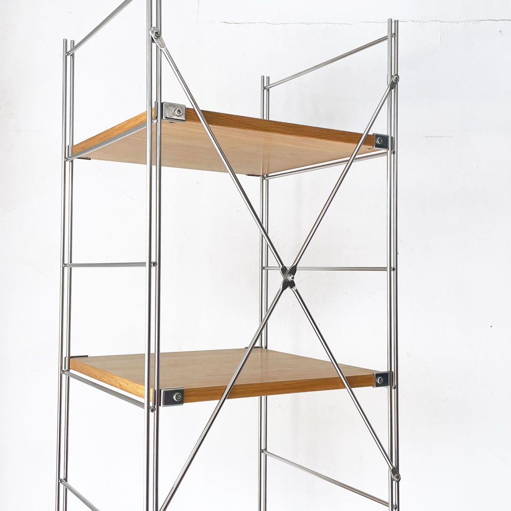 無印良品 MUJI ステンレスユニットシェルフ オーク材 SUS 6段 帆立高212.5cm 特大 隙間収納 合計定価 52990円程 ★