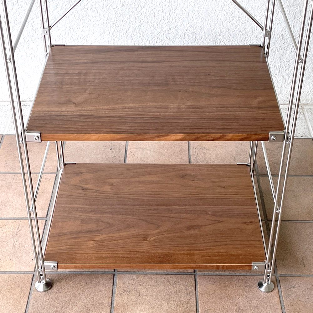 無印良品 MUJI ステンレスユニットシェルフ ウォールナット材 中 W58 × H120cm 1列4段 本棚 飾り棚 収納棚 シンプル ◇