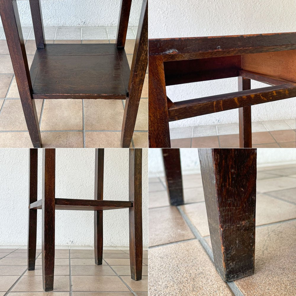 ジャパンビンテージ 木製花台 サイドテーブル フラワースタンド 抽斗1杯 ハンガーバー付き 古家具 店舗什器 ◇