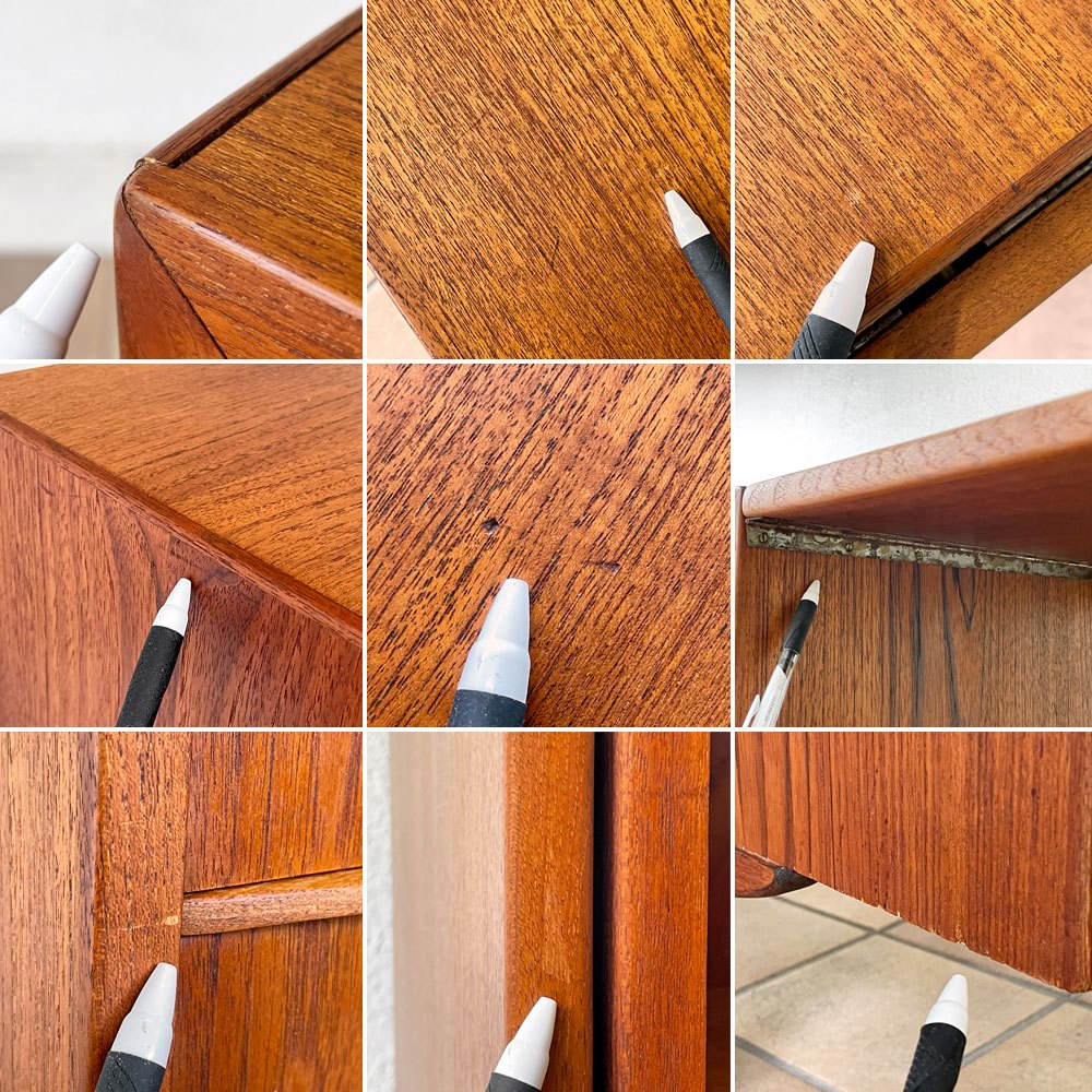 北欧ビンテージ Scandinavian Vintage チーク材 デスク 片袖机 5ドロワー 片バタフライ 北欧家具 デンマーク ◇