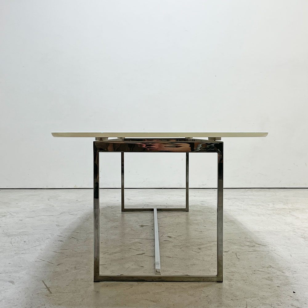 グラス イタリア GLAS ITALIA ラグナ LAGUNA コーヒーテーブル ガラス天板 ホワイト スチールレッグ W164cm イタリアンモダン ●