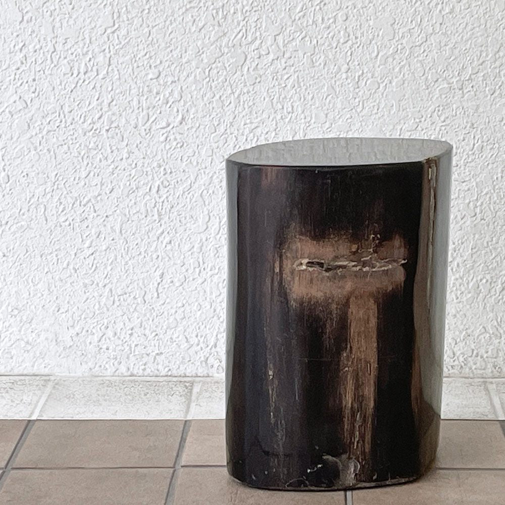 オーク ペトリファイド ウッド OAK Petrified Wood 珪化木 スツール H37.5cm サイドテーブル オブジェ ウッドストーン 鉱石 定価24万円 ◇