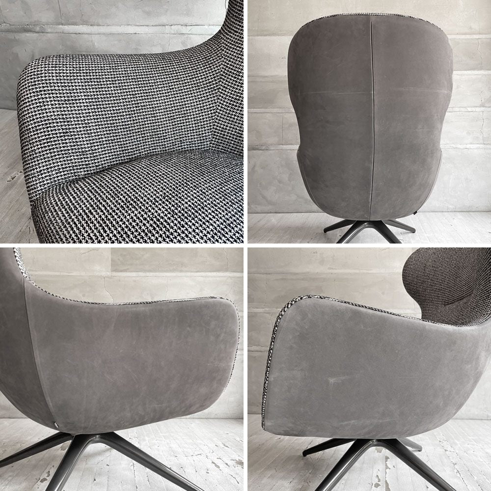 ポリフォーム Poliform マッドジョーカー Mad Joker ラウンジチェア イージーチェア ハイバック アームチェア スイベルチェア 回転ベース ファブリック マルセルワンダース モダンデザイン イタリア ♪