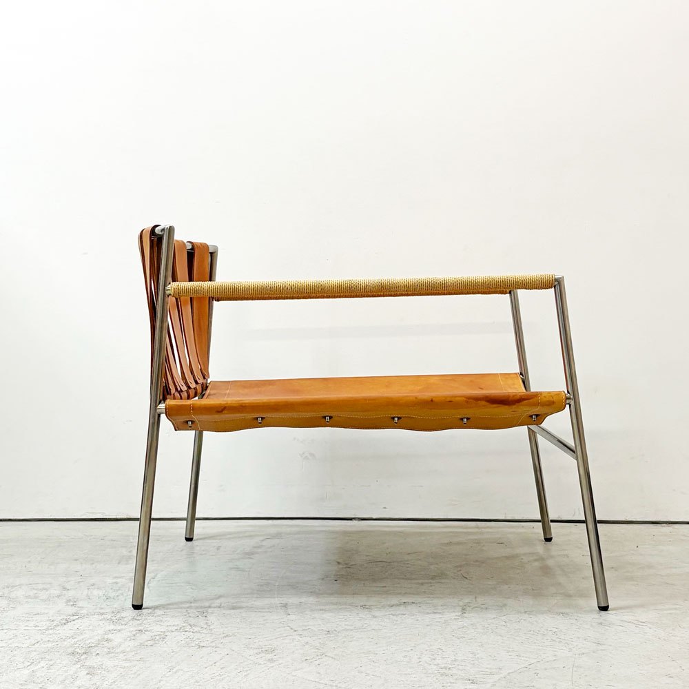 リッツウェル Ritzwell イビサフォルテ IBIZA FORTE イージーチェア ラウンジチェア ステンレスフレーム 本革 代替クッション付属  ●