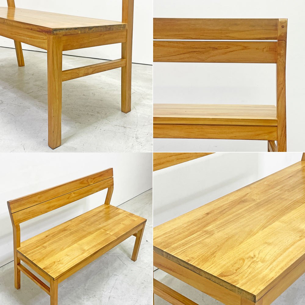 ウニコ unico ソト SOTO ダイニングベンチ バックレスト チーク材 W102cm 廃番 ●