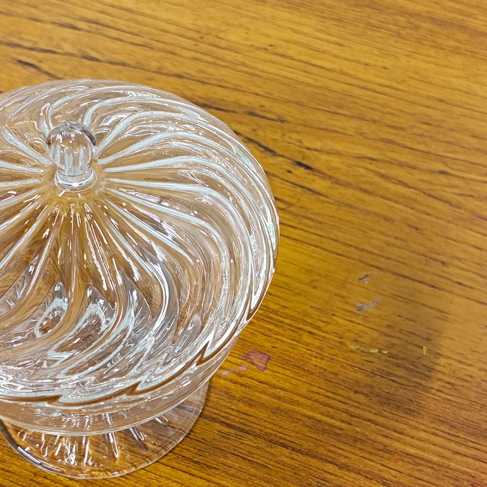 glass atelier えむに ガラス クリアの蓋物 蓋Flow 現代作家 A ◎