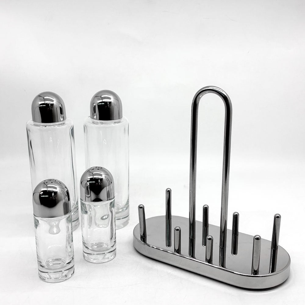 アレッシィ ALESSI 5070 調味料入れ コンディメントセット (オイル&ビネガー＆ソルト＆ペッパー) エットーレ・ソットサス Ettore Sottsass イタリア ●