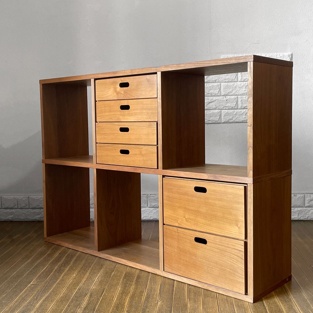 無印良品 MUJI スタッキングシェルフ 2列3段 スタッキングチェスト 引出し 3点セット ウォールナット材 ナチュラルモダン ◎