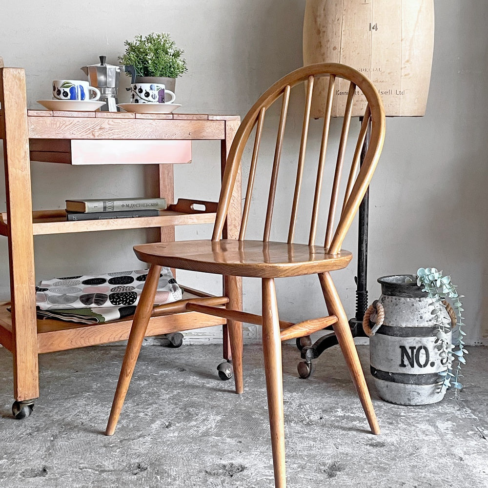 アーコール Ercol フープバックチェア ダイニングチェア スポークバック エルム材 カイトマーク有り 60's UKビンテージ vintage 英国家具 ■