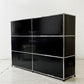 ユーエスエムハラー USMハラー USM Haller モジュラーファニチャー キャビネット シェルフ 2列3段 ドロップダウンドア×4 ドロワー×2 グラファイトブラック ●