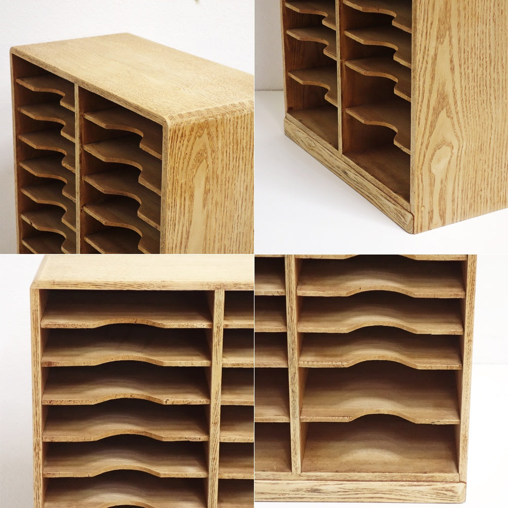 ジャパンビンテージ Japan vintage 古い木味の書類棚 カルテラック 木製シェルフ W39.5cm 古家具 昭和レトロ ●