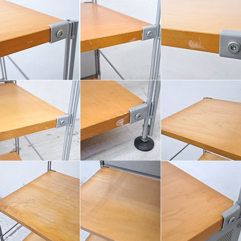 無印良品 MUJI ステンレスユニットシェルフ ワイド メープル材 棚板4枚 バックパネル付 W84.5 x H120cm シンプルナチュラル A ●