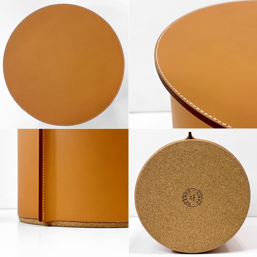 エルメス HERMES エクイパージュ・ドゥ・エルメス コルク・スツール Equipages d'Hermes cork stool  PM model スモールサイズ  レザー スツール 本革 コルクフレーム 未使用保管品 元箱付 ●